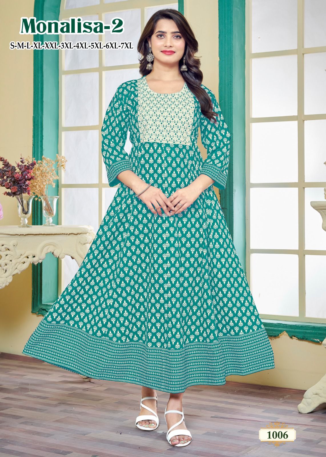 Monalisa 2 Rayon Gold Printed Embroidery Kurtis Wholesale Clothing Suppliers In India
